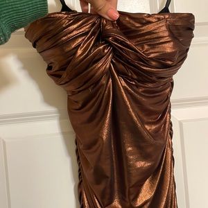 Bronze bebe strapless dress